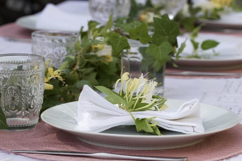 Une table d'été romantique au jardin.