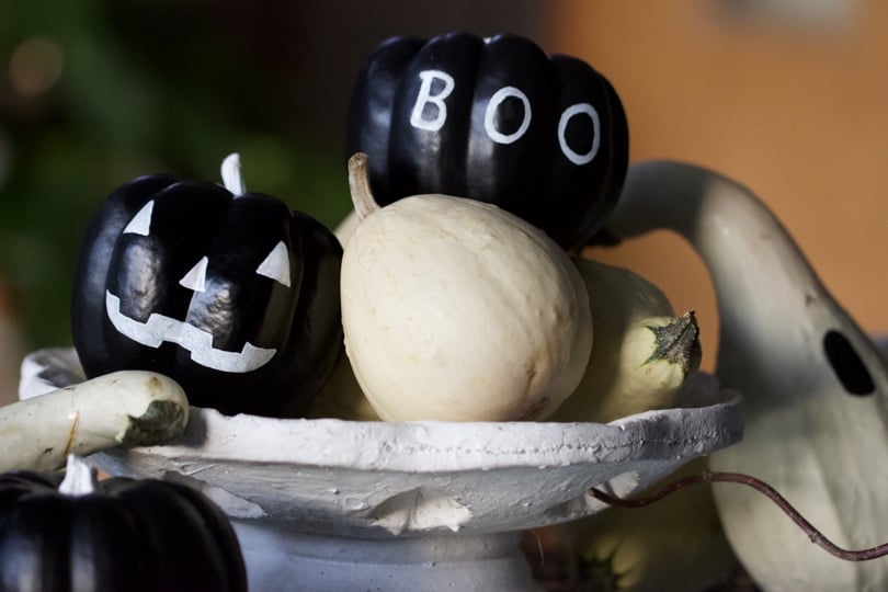 Coloquintes en noir et blanc pour Halloween