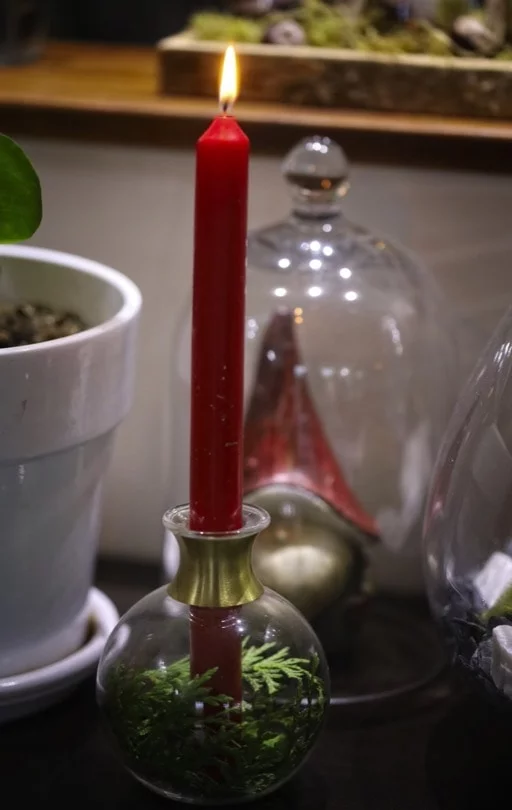 Vase et bougeoir de Noël